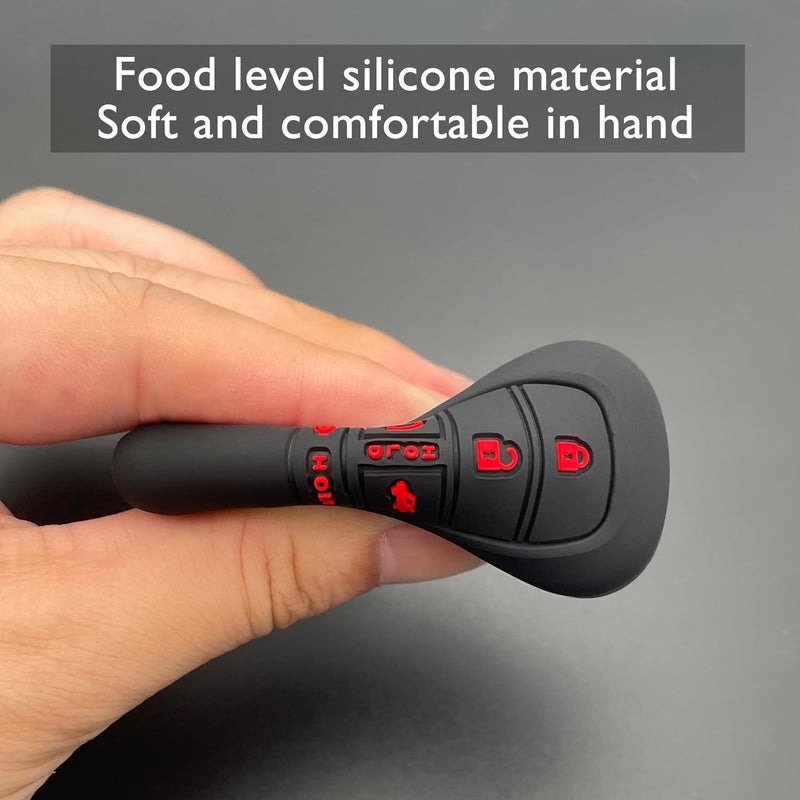TANDRIVE Key Fob Cover for (5 Buttons) Honda 2026 2025-2022 Civic Accord CR-V HR-V Pilot and 2026 Passport, Silicone, 2-Pack, Red Button, Black - Image 5